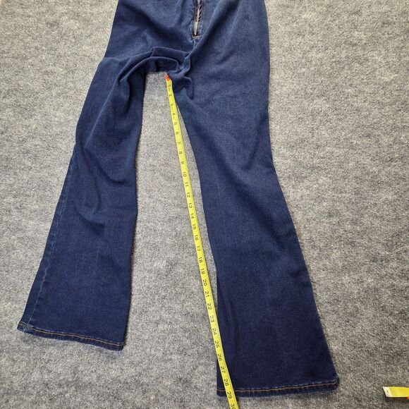 SheIn Jeans Womens Petite Medium Flare High Rise Stretch Rouched Denim Pants - Picture 8 of 9